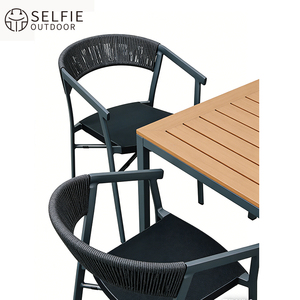 Ensemble de chaise de jardin moderne imperméable en corde et table en polystyrène - Product Image 2