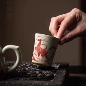 Tasse à thé chinoise rétro Dunhuang Wenchuang Cerf aux neuf couleurs, tasse à thé individuelle, ensemble de thé, cadeaux nationaux - Product Image 3