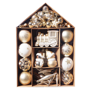 Christmas <b>Tree</b> Decor Set 70 Pieces Painted Electroplated Special Shaped Hanging Balls For Holiday Decoration - Product Image 3