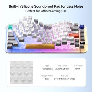 Teclado Inalámbrico para Juegos K75pro OEM ODM, Teclado Tri-Modo Bluetooth 2.4G USB-C para Computadora, Retroiluminación RGB, Perilla Multimedia, Teclado Creamy - Product Image 4