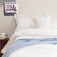 Ensemble de literie en coton satiné bleu, coton à longues fibres 60 fils, housse de couette de luxe pour la maison, linge de chambre élégant