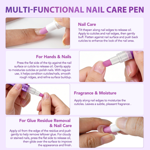 Ikzee Private Label Stylo 4-en-1 pour le soin des ongles : polissoir, repousse-cuticules et applicateur d'huiles nourrissantes pour la réparation des ongles abîmés et des cuticules sèches - Product Image 5