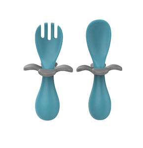 BPA Livre PP Plástico Silicone Talheres Crianças Jantar Talheres <span class=keywords><strong>Set</strong></span> Infant Training Utensílios Toddler Baby Spoon Fork <span class=keywords><strong>Set</strong></span> - Product Image 1