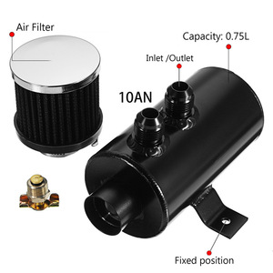 Oil Catch <b>Can</b> 0.75L With <b>Air</b> Filter AN10 Connector For Honda Retrofit Upgrade Metal Silver Black - Product Image 4