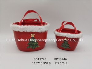 Macetas de Cerámica Esmaltada con Decoración Navideña de Papá Noel y Árbol de <span class=keywords><strong>Navidad</strong></span>, Venta de Fábrica para Decoración del Hogar y Jardín - Product Image 4