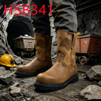 Bottes de sécurité anti-perforation à tige longue pour opérateurs de chariots élévateurs, en cuir Crazy Horse, qualité usine et pétrolière HSB199