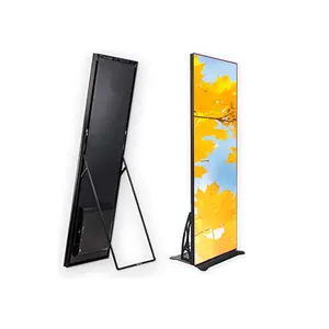 Suporte de chão comercial interno ultrafino para cartazes digitais, display LED p2 p2.5 com espelho, parede de vídeo com LED