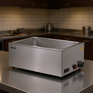 Calentador de Alimentos Eléctrico Comercial Vevor de 1200W, Acero Inoxidable, Rectangular, Control Manual, Buffet, Baño María - Product Image 2