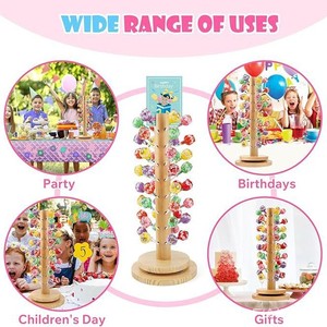 Wooden Lollipop Shelf Round <b>Rotatable</b> Candy <b>Display</b> Rack For Birthday Party Decorations Durable Storage <b>Stand</b> - Product Image 3