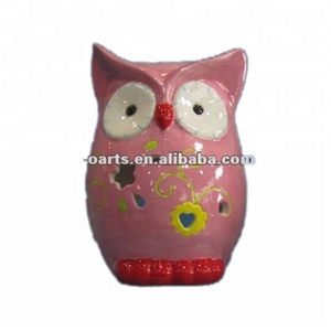 Portavelas de búho de cerámica rosa de nuevo diseño - Product Image 1