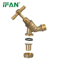 IFAN Outdoor Kalt-und Warmwasser hahn 1/2 " - 1" Messing Bibcock Langlebiger Wasserhahn für Wassergarten hahn