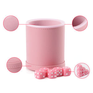 Изготовленный на заказ логотип высокого качества Роскошный розовый шейкер чашка 5 кубиков набор с цветной коробкой кожаная чашка для кубиков - Product Image 3