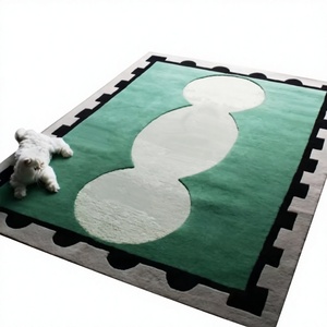Modern Abstract Tufted Area <b>Rug</b> Green <b>White</b> Rectangle Pet Friendly Living Room Wool Acrylic <b>Rug</b> - Product Image 1