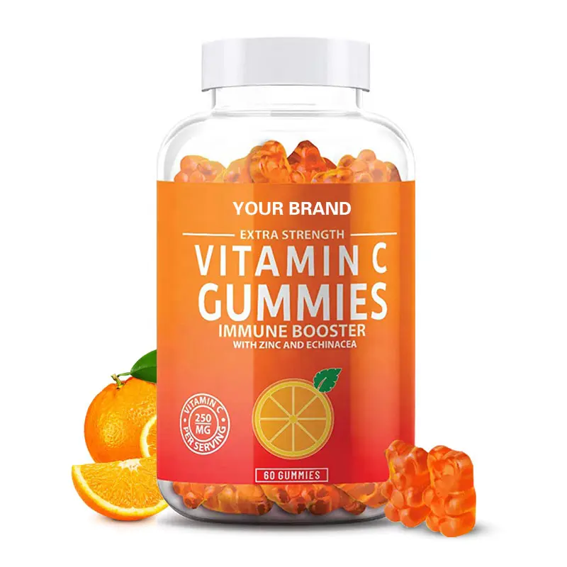 Sıcak satış özel etiket güzellik cilt bakımı sağlık takviyesi C vitamini çinko beyazlatma Gummies şeker