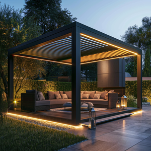 Custom Size 6x4/9x4/5x3 Outdoor Bioclimatic <strong>Pergola</strong> Waterproof Windproof Motorized Aluminum Powder Coated <strong>Gazebo</strong> LED Optional - Product Image 1