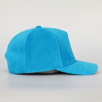 Casquette de baseball unisexe sportive 5 panneaux en velours bleu de haute qualité, personnalisable avec logo brodé, ajustable, toutes saisons, vente en gros