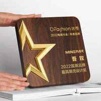 Médaille Pentagramme à Cinq Branches Gravée en Bois Massif Sur Mesure pour Plaques de Coopération Commerciale et de Franchise