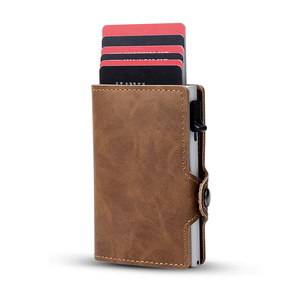 Porte-cartes en cuir PU recyclable ultra-mince avec noyau en aluminium pratique <span class=keywords><strong>pour</strong></span> les trajets <span class=keywords><strong>sans</strong></span> <span class=keywords><strong>contact</strong></span> - Product Image 3