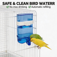 Distributeur d'eau automatique pour oiseaux, mangeoire suspendue transparente pour petits perroquets, canaris, calopsites, pigeons, accessoires pour cage à animaux
