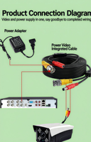 Câble BNC en Cuivre Sans Oxygène, Câble Vidéo d'Alimentation BNC Blindé pour Système de Surveillance CCTV DVR, Utilisation pour Caméra de Sécurité