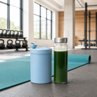 Bouteille d'eau sport Tritan 500 ml, shaker à protéines, anti-fuite, sans BPA, compatible lave-vaisselle, avec marqueur de temps, couvercle en acier, réutilisable