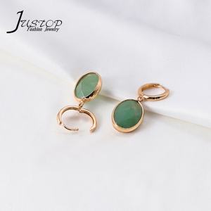 Venta al por mayor de joyería de moda de lujo de oro de 18 quilates para mujer en forma de gota Natural de cuarzo rosa pendientes colgantes de aro de Piedra Rosa - Product Image 6