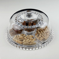 Serveur de gâteau en verre Transparent rond Sushi spectacle assiette fruits pain biscuits présentoir avec couverture Restaurant vaisselle de mariage