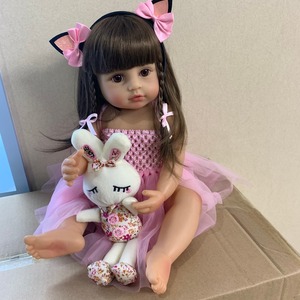 Muñeca Bebé <span class=keywords><strong>Reborn</strong></span> NPK Original de 55 cm, Niña Pequeña, Princesa Rosa, Juguete de Baño, Muñeca de Silicona de Cuerpo Completo <span class=keywords><strong>Muy</strong></span> Suave - Product Image 3
