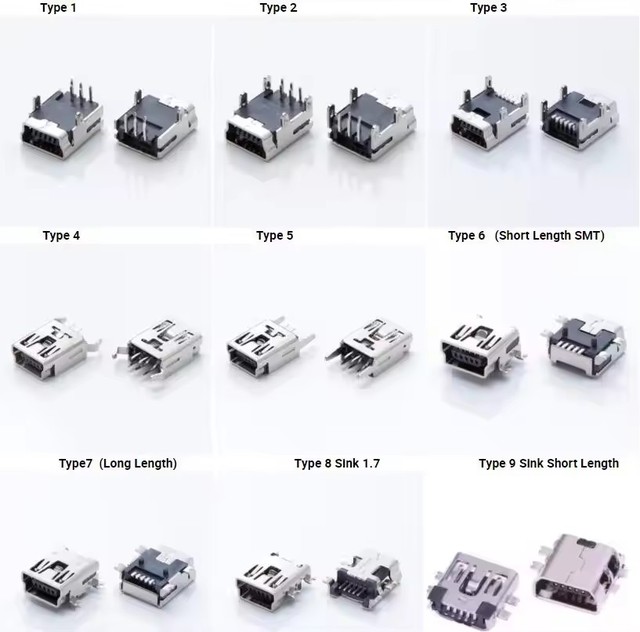Mini USB Connector B Type USB 2.0 Jack 5pin SMT DIP PCB Board Sink 1.7 USB Socket Female Jack 2.0