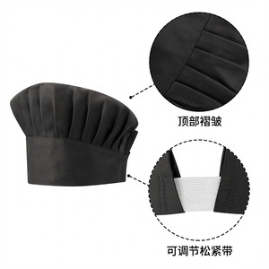 Chef's <b>Hat</b> Black Cotton Breathable Adjustable <b>Band</b> For Kitchen Restaurant Bakery Use - Product Image 1