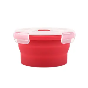 Eco Portable Sustainable Silicone Top Seller Bowl Pot Food Round Kids Storage Container Set Boxes Lunch Bento Box