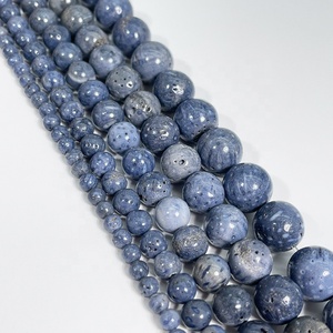 Perle di Corallo Blu Naturale di Alta Qualità all'Ingrosso per Creazione di Gioielli, Perle Sciolte di Corallo Blu - Product Image 3