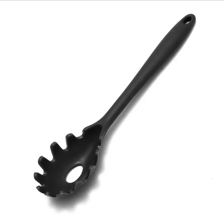 Black Non-stick Heat Resistant Server Spoon Pasta Spoon Silicone Pasta Fork Kitchen Utensils