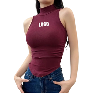 Camiseta de tirantes de verano para mujer, con logo personalizado impreso, diseño ajustado, nuevo modelo, a bajo precio, de color sólido. - Product Image 2
