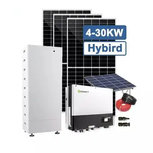 نظام ألواح شمسية هجينة سعة 10 كيلو فولت أمبير, يشمل البطارية نظام الطاقة الشمسية لسقف المنزل ، ونظام الطاقة الشمسية 15KW 20KW