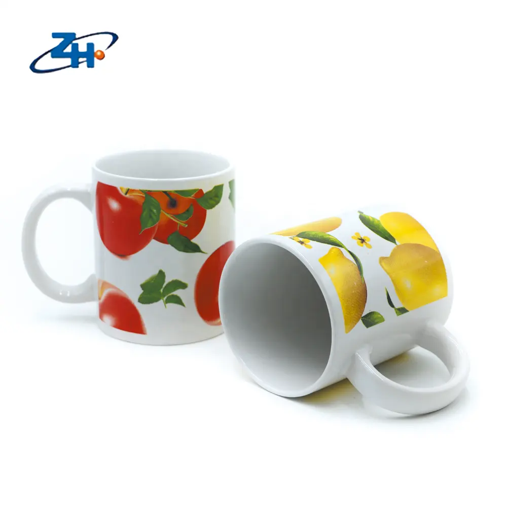 Top Verkäufe elegante Obst Aufkleber Keramik Kaffeetassen zum Verkauf