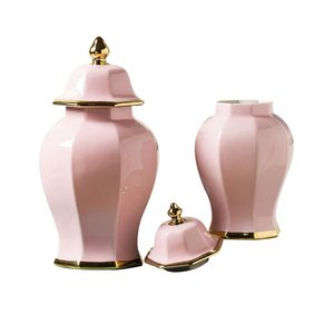 Jarrón de Cerámica Hexagonal Rosa de Estilo Clásico Europeo, Directo de Fábrica, Cerámica de Jingdezhen, Jarrón General, Art <span class=keywords><strong>Deco</strong></span> Moderno - Product Image 6