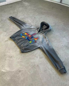 เสื้อสเวตเตอร์เอวลอยของผู้ชายแบบพรีเมียมเสื้อมีฮู้ดแนวสตรีทเสื้อมีฮู้ดปักโลโก้กำหนดเองระบายอากาศพิมพ์ลายปรับแต่งได้สำหรับฤดูหนาว - Product Image 2