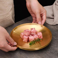 Assiette de service coréenne en acier inoxydable 304 à double paroi isolée, technique givrée, qualité alimentaire, pour desserts, gâteaux et fruits