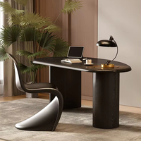 Bureau d'étude et poste de travail en bois massif de style moderne 2026, noir haut de gamme, pour maison, ordinateur, extérieur, villa, salon, cour, salle à manger