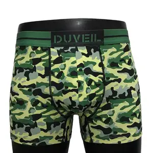 Oem Custom Service Groothandel Mannen Korte Mannen 85% Nylon En 15% Spandex Boxer Sport Ademend Boxer Camouflage Ondergoed