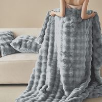 Luxe coréen vison lourd King Size fausse fourrure couvertures 100% Polyester tricoté hiver Animal motif pour avions