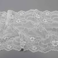 Ruban en dentelle florale extensible française blanche douce à la vente chaude pour voiles de mariée, robes, lingerie, mariage