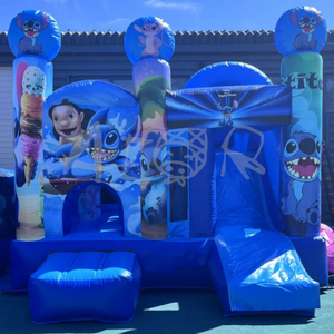 Château gonflable commercial bleu avec toboggan, château gonflable pour enfants - Product Image 3