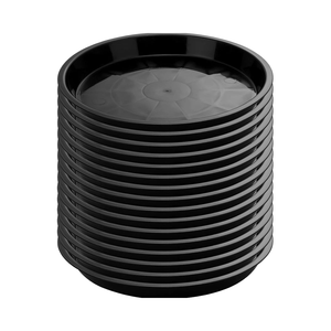 Ensemble de 16 plateaux d'égouttement noirs de 11.8 pouces en plastique épais soucoupes pour plantes soucoupes robustes pour pots de fleurs, jardinières d'intérieur et d'extérieur - Product Image 1