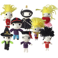 Porte-clés en peluche voodoo miniature personnalisé fait main, pas cher, en gros, cadeaux promotionnels pour festivals