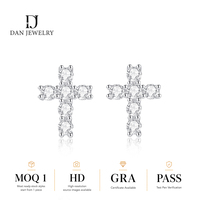 Boucles d'oreilles clous en argent sterling 925 avec moissanite ronde de 2 mm, testées D VVS, vérifiées par stylo de test, vente en gros, fabricant OEM ODM