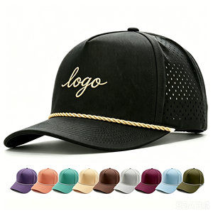 Custom PVC Silicone Patch Logo High Quality 5 Panel Laser Cut Hole Perforated Water Resistant Proof <strong>Baseball</strong> Hats Trucker <strong>Cap</strong> - Product Image 1
