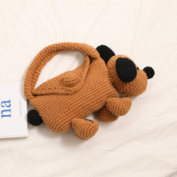 Sac fourre-tout en paille en forme de chien, panier fantaisie animalier, design mignon de chiot, sac à main unique pour amoureux des animaux