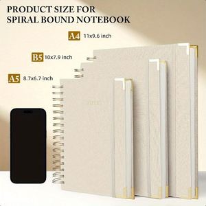 Libreta de Direcciones Espiral con Tapa Dura de Cuero Repujado, A3, Duradera, Elegante, Clásica, con Esquinas Doradas y Páginas Rayadas - Product Image 4